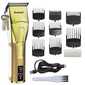 Клипперс Kemei Мощные 7000 об / мин электрические машины для волос с ЖК -дисплеем мужской стрижка с ручкой парикмахеров Перезаряжаемый беспроводной триммер