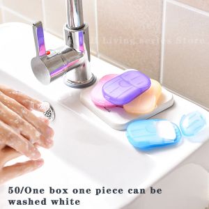Bulaşıklar Taşınabilir Banyo Sabun Dilimleri Banyo El Yıkama Dilim Sepetleri Açık Seyahat Kokulu Köpük Kılıf Kağıt Banyo Temiz Sabun Tabletleri