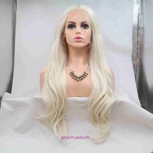 HD Body Wave Hight Loce Front Human Hair Wigs для женщин Big White 60# Long Curled Wig Hearset с химическим волокно