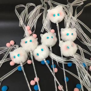 Brinquedos de brinquedos de gato engraçado brinquedos de gato kawaii penhas de peste branco bell stick brinquedos para gatinho tocando teaser wand brinquedos de gato suprimentos de gato