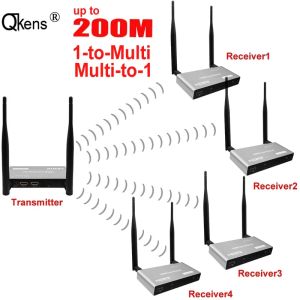 Объектив 200 м беспроводной беспроводной передатчик HDMI приемник USB KVM 1080p HDMI LOOP IR HDMI Extender Splitter Splitter для ПК с камерой PS4 для телевизора