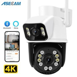 Câmeras novas câmera de 8mp 4k PTZ Wi -Fi Lente dupla com tela dupla AI Human Detect Rastreamento automático Câmera de vigilância ao ar livre ICSEE