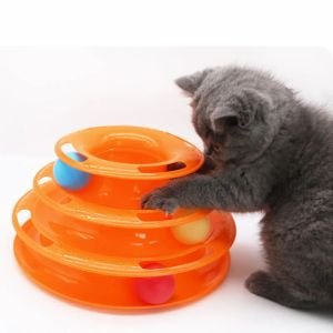 Toys Pet Cat Toy Thry Layer Ball Cat Wheel Cat Interactive Puzzle Track Toy Cat Space Tower Plate Amusement