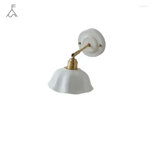 Настенная лампа iwhd белый керамический светодиодный светодиодные светильники медная рука