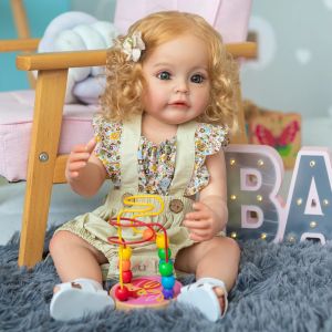 Dolls NPK 55 cm Body Full Body Silicone Reborn Toddler Girl Princess Suesue Spettaco a mano Paper di capelli radicati giocattolo impermeabile per ragazze