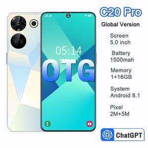 5 inç C20 Pro 3G Cep Telefonu MTK6580M Quadcore 1GB RAM 16GB ROM 2M Birincil Kamera 5MP Arka Kamera Çift Nano Sim MobilePhone