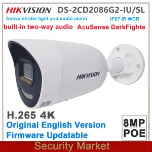 Lens Yeni Varış Orijinal Hikvision DS2CD2086G2IU/SL 8MP 4K ACUSENSE STROBE Işık ve Sesli Uyarı Sabit Bullet Ağ Kamerası