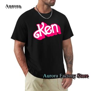 Erkekler Yaz Moda Pamuk Tshirt Pink Ken Mektup Baskı Üstler Tees Erkek Rahat Giyim Kısa Kollu Harajuku Sokak Giyim 240409