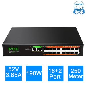 Kontrol Terow 18 Port Poe Switch Gigabit 16+2 Ethernet Akıllı İnternet 100/1000m INTELBRA'lar/WiFi Yönlendirici/IP Kamera/Kablosuz AP