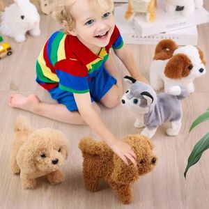 Детские игрушечные собаки, которые ходят и лает хвост, виляя плюшевые интерактивные электронные домашние животные щенки Montessori Toys для девочек -малышей Kids 240422