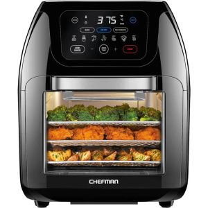 Fryers Multifunctional Digital Air Fryer, Dehydrator, конвекционная печь, 17 предварительных настроек сенсорного экрана, жаркое, автоматическое отключение, окно просмотра, черное