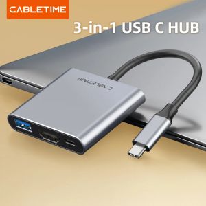 Hubs Cabletime Switch Dock Nintendo Switch için HDMI TV Hub 4K USBC VGA Hub MacBook Pro MateBook X Huawei Mate 30 Nintendo C037