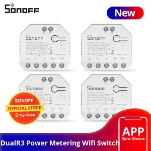 Kontrol Toptan Sonoff Dualr3 WiFi Akıllı Anahtar DIY Mini Anahtar Çift Röle İki Yönlü Kontrol Güç Ölçüm İşi Alexa Google Home ile