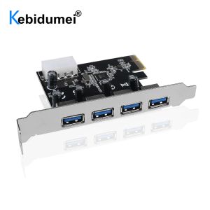 Карты 4 Port PCIe до USB 3.0 Hub PCI Express Adpansion Adapter Adapter 5 Гбит / с скорость USB 3 0 PCI E PCIE Express 1x для настольного компьютера