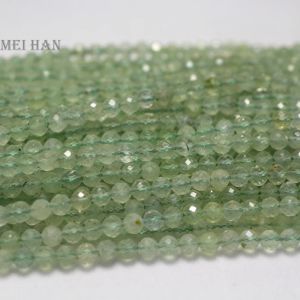 Boncuklar Meihan Ücretsiz Kargo (3 Strands/Set) 4mm Doğal Prehnite Yüzlü Yuvarlak Yuvarlak Gevşek Boncuklar Taş Tasarım Tasarımı