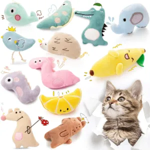 Toys Pet Molar Bite Toy Cartoon Facked Animal Mite Plush Cat Toy Interactive Pets Toys for Cat