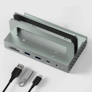 İstasyonlar USB 2.0 ŞUN HUB Uzatma HDMICompatible Docking İstasyonu Güç Adaptörü Hub Hızlı Şarj Cihazı USB HUB Audio Jack Mac Mini için