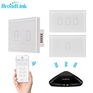 Управление Broadlink TC2 US Standard 1/2/3 Gang 110V 220V Switch Switch Modern Design White Touch Panel Wi -Fi Smart Control через RM Pro