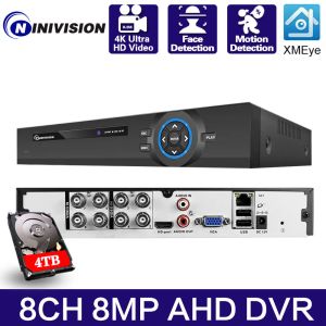 Lente ahd dvr 6in 1 híbrido tvi cvi ahd cvbs câmera ip camera de vídeo digital gabinete de segurança sistema de segurança 8mp xmeye vigilância analógica 8 -canal 4k