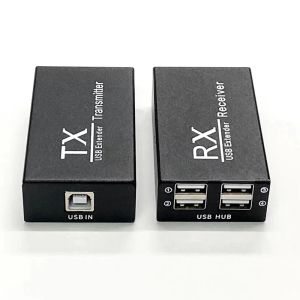 Hubs 1 Pair USB 2.0 CAT6 Kablo TX RX 4 USB Uzatma Metal Hub Adaptörü PC Bilgisayar Çevre Birimleri için Uzatma