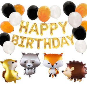 Parti Dekorasyon Ormanı Hayvan Doğum Günü Çocukları Büyük Kurt Sincap Hedgehog Alüminyum Folyo Balonlar