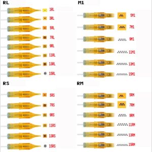 İğneler 20 PCS Tek Kullanımlık Dövme Kartuşu İğneler Dövme Makyajı 3RL/5RL/7RL/9RL/5M1/7M1/9M1/5RS/7RS/9RS Mikrobladlı Dövme Makinesi için