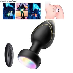 Yeni uzaktan kumandalı gül vibrator LED anal fiş 10 frekanslı titreşim silikon ile seks çiftleri için anal fiş