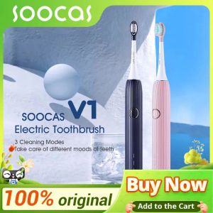 Головы SOOCAS SONIC ELECTION ELECTION TOWERUSH V1 SMART Очистка и отбеливание ультразвуковой зубной щетки IPX7 Водонепроницаемые переносы
