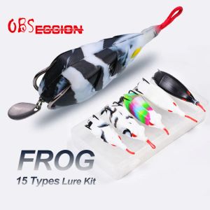 Accessori Ossessioni 5 pezzi Frogatura morbida silicone set esca a manovra di pesca ad esca carpa pesca pesca aspirante esca artificiale fana