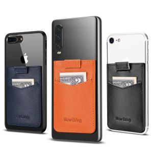 Держатели Newbring Ultra Slim подлинный кожаный универсальный идентификационный держатель для телефона для бизнеса в карманном кармане 3M Склейк с клейкой корпусом