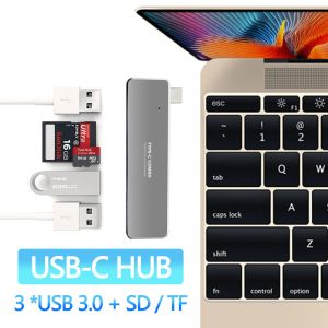 Hubs Thunderbolt 3 USB Tip C Hub Kitap USBC için 3 bağlantı noktası USB3.0 Micro SD/TF Okuyucu Yuva Dock Adaptörü Kitap Pro/Air 2019
