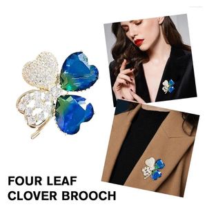Broşlar şanslı yeşil dört yapraklı yonca kristal broş kadınlar için renk pimi barış ve sağlık bitkisi mücevher gelinlik je v4x3