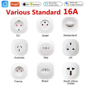 Заглушки 16A Tuya Wi -Fi Plug Smart Life Outlet UK EU AU Brazil FR IT IT Plug App