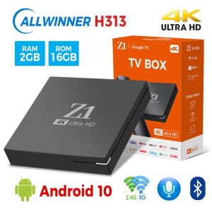 Приемники Z1 Smart TV Box Android 10.0 Allwinner H313 Quad Core 2GB 16GB 4K с голосовым помощником против Mini X96Q X96Mini Установите верхнюю коробку 1 ГБ 8 ГБ