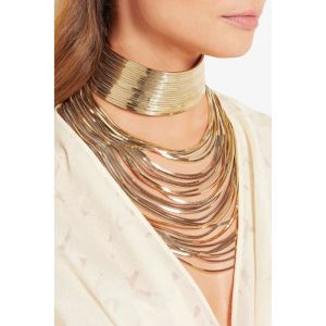 Kolyeler Lüks Metal Zincir Gerdanlık Maxi Parlayan Kolye Mısır tarzı Modaya Dönüşlü Çok Katlı Düğün Collier Moda Takı Etnik Vintage