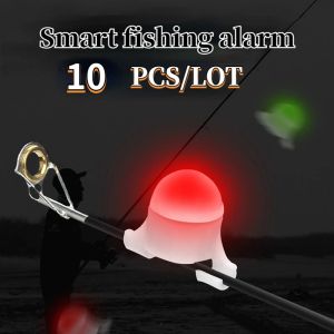 Aksesuarlar 10pcs balıkçılık ısırık alarmları açık gece balıkçılık aksesuarları aydınlık alarm elektronik LED hafif balıkçılık dişli uyarı göstergesi