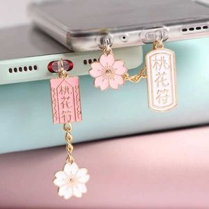 Handy Anti-Dust-Gadgets Kawaii Staubstopfen Zauber Pfirsich Blüte Talismank Anti-Staubkappe niedliche Ladeanschluss für iPhone USB C Staubschutz Paar Anhänger Y240423