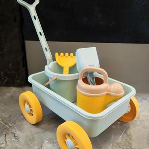 Cartoon Pull Toy Seaside Childrens Toys Construction Truck Plastic Kids Sand Trolley 240411