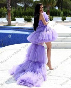 Повседневные платья Preety Lavender Purple High High Ruffled Tulse Dress Женщины очень пухлые многоуровневые оборки.