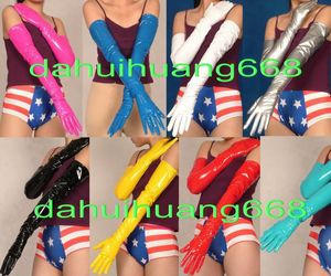 Sexy PVC Lange Handschuhe Neue 9 Farbe glänzende PVC -Handschuhe Unisex sexy Pvc Handschuhe Halloween Party Kostüme Kostüme Dh2362979113