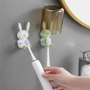 Diş fırçası çizgi film tavşan şekli diş fırçası tutucu yaratıcı duvarlı taklidi kanca çok işlevli organizatör kanca banyo aksesuarları