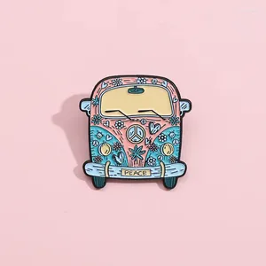 Broschen Großhandel der kreativen Cartoon -Autolegierung Emblem süße farbenfrohe Tourismusbus Breast Pin Cloding Bag Accessoires