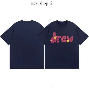 Drew Marka Tasarımcı T Shirt Yaz Çekmece Tişört Smiley Yüz Mektubu Baskı Grafik Gevşek Kısa Kısa Kollu Çekme T-Shirt Trend Gülümseyen Gömlek Harajuku Tees 958