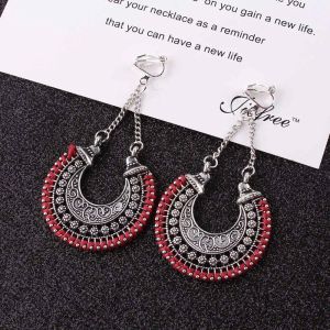 Серьги Famshin 2018 Fashion Boho Long Clip on Servings for Women Jewelry Vintage Серьги Power Bogemian The Rover Sergrings