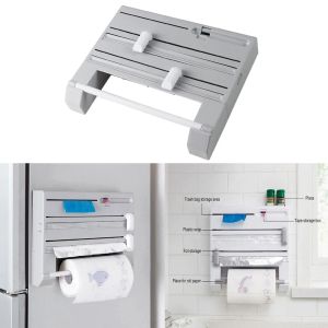 Organização Montada com parede Towel Rack Tissue Holder Wrap Wrap Tin Foil Dispenser Storage Organizer for Kitchen Organization