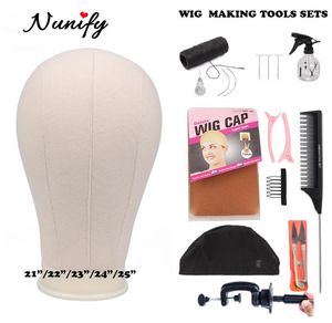 Wig Making Kit Wig Stand com a cabeça Bald Manequin Head T Pins Wig Combs Hair Tools para mulheres perucas DIY Fazendo clipes de cabelo de material CX1888329