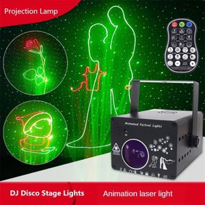 3D -Laserbeleuchtungsprojektion Licht RGB Bunte DMX 512 Scanner -Projektor Party Weihnachten DJ Disco Show Lights LED Music Equipment Danc202l