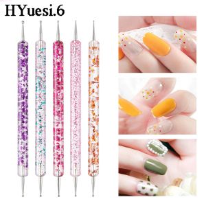 Ручки 5pcs/set Dualeded Nail Art Dotting Pen с стразами ручка 3D -ультрафиолетовое склад