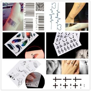 Татуировки 1pc Водонепроницаемая татуировка наклейка Body Art Tattoo Taber Transfer Music Note Cross Barcode Tempreary Tattoo Sticker