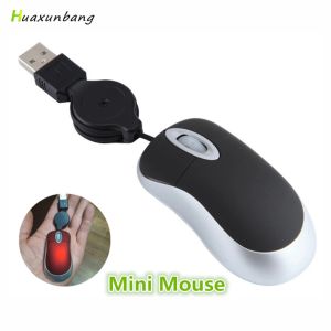 Мыши Mini USB -мышь для мыши для ноутбука для ноутбука для ноутбука с убирающимся кабелем Maue Portable Small Optical 1000 DPI мышей для Kid Office